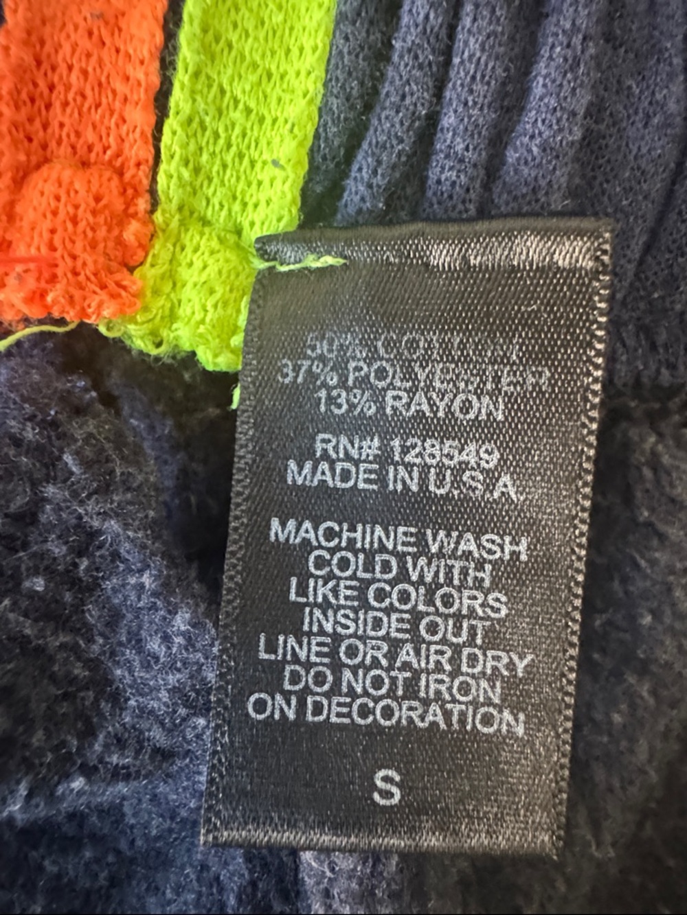 Aviator Nation 5 Stripe Sweatpants Heather Navy Neon Rainbow Size S - Picture 13 of 14
